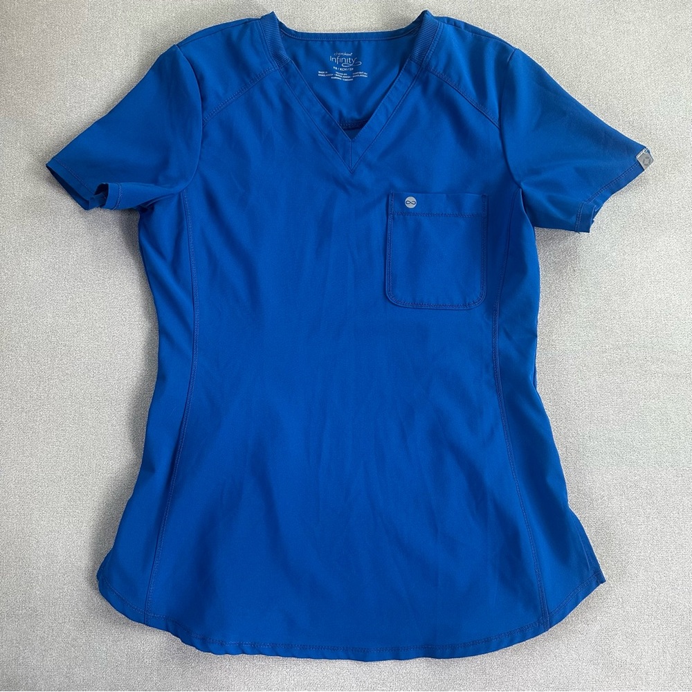 Cherokee Infinity Women’s  V-Neck Scrub Top. Royal Blue. XS